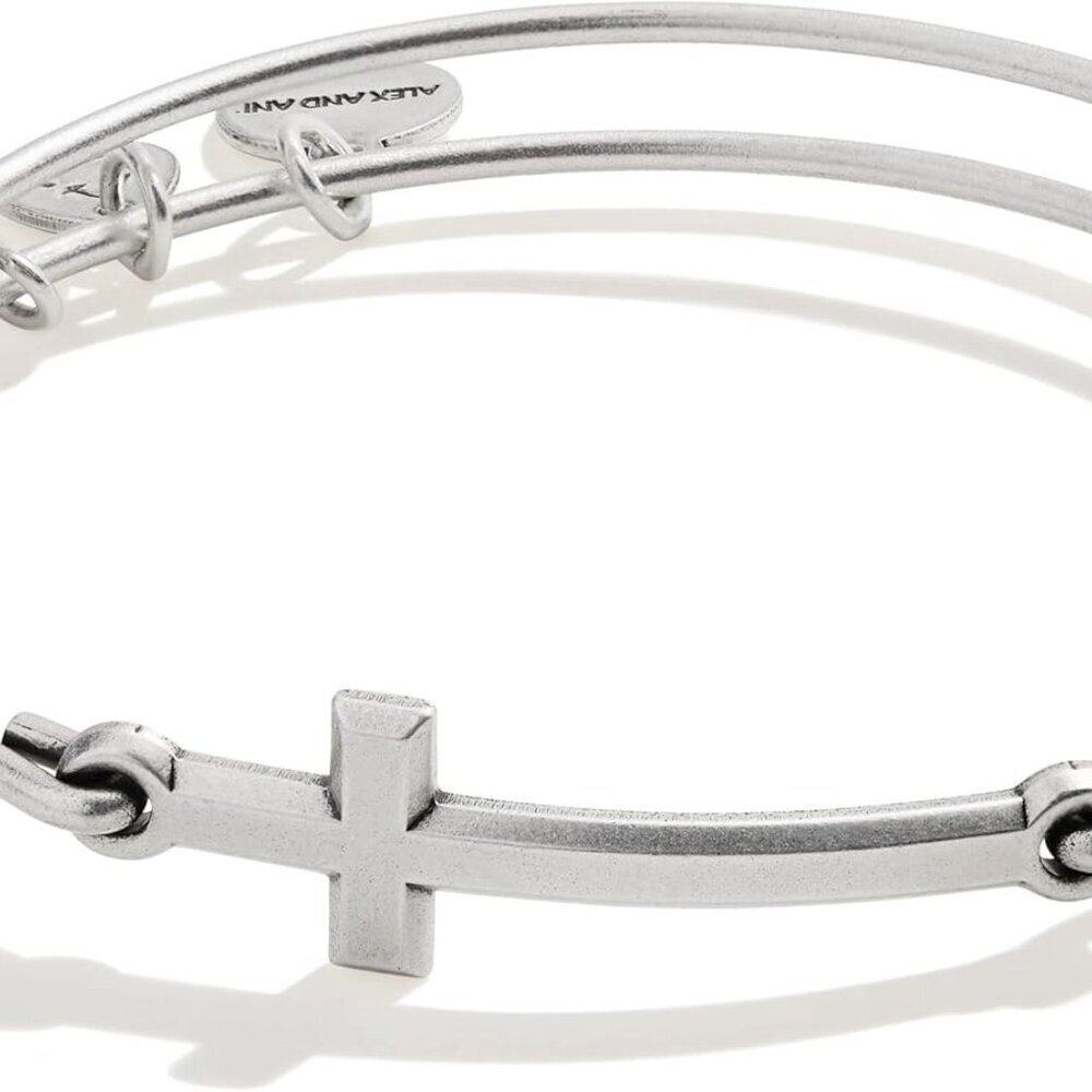 Expandable Bangle Silver Cross Faith Jewelry Adjustable Women